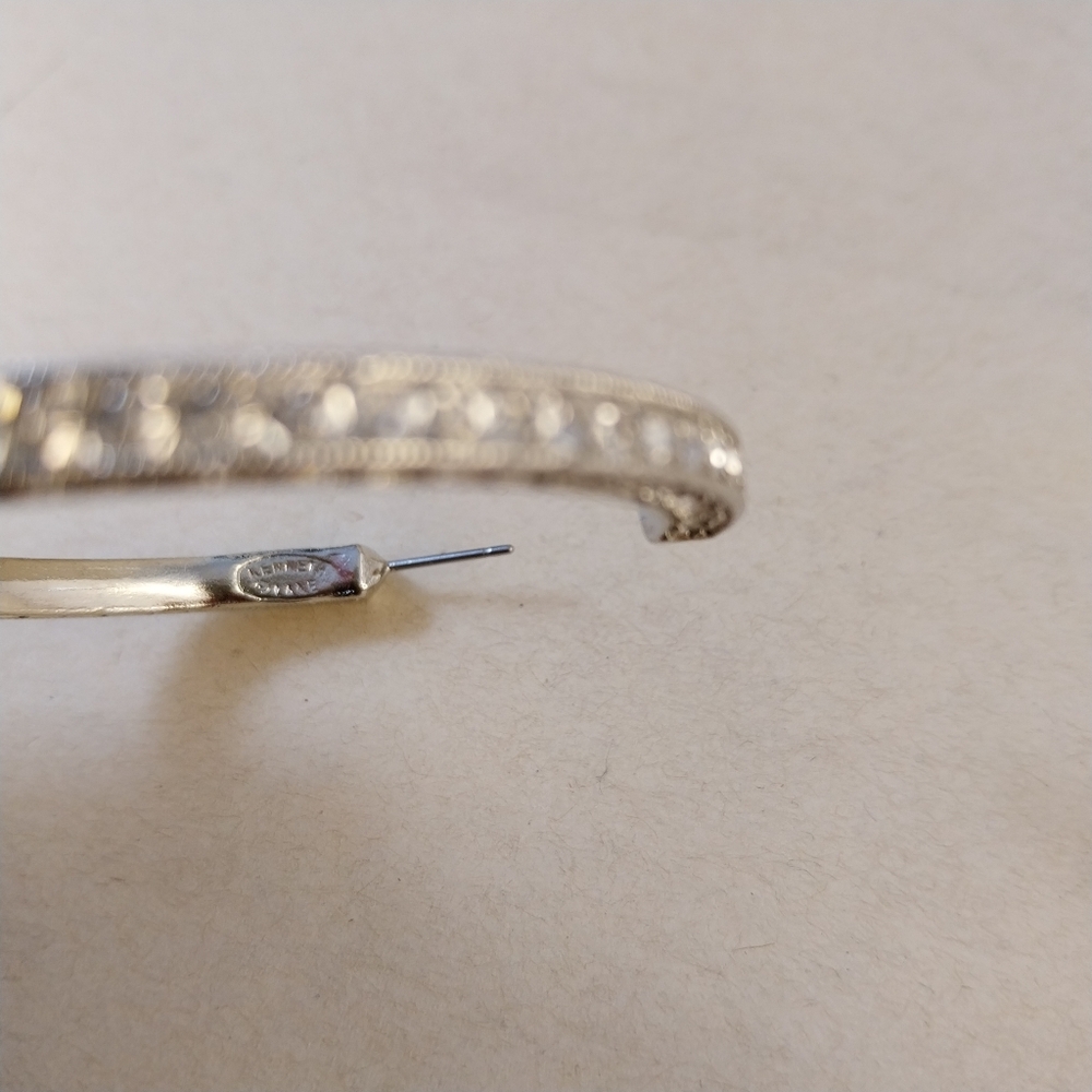 Vintage Kenneth Lane Sparkling Silver Crystal Hoop Earrings - Picture 14 of 16